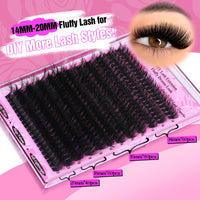 Thumbnail for Yawamica Fluffy Lash Clusters Thick 200D Volume Eyelash Clusters 14-20mm Wispy Individual Lashes D Curly Cluster Eyelash Extensions 240pcs DIY Lash Extension for Beginners