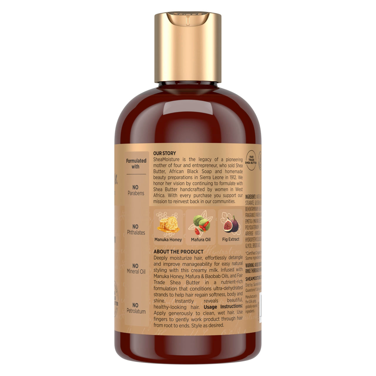 SheaMoisture Hydration Hair Milk Manuka Honey and Mafura Oil for Dry Hair to Hydrate and Style Hair 8 oz