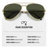 Thumbnail for Ray-Ban RB3625 New Aviator Pilot Sunglasses With Eyewear Kit Bundle - Adjustable Nose Pads - Ideal Formal and Casual Wear Retro Sunglasses