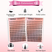 Thumbnail for ISOOLU Lash Clusters Manga Individual Lashes C Curl Wispy Eyelash Clusters WideSpan Eyelash Extension Kit with Lash Bond and Seal Wet-Look Spiky Cluster Lashes (Aesthetic‌ Kit)