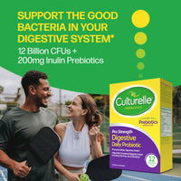Thumbnail for Culturelle Pro Strength Daily Probiotics For Digestive Health (2 Month Supply) with Prebiotics for Women & Men, Supports Occasional Diarrhea, Gas & Bloating, Gluten & Soy Free, 60 Count