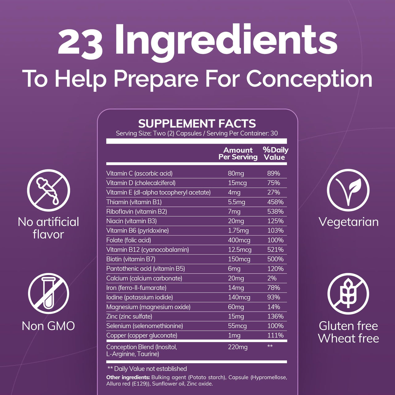 CONCEIVE PLUS Women's Fertility Support: Conception Fertility Supplement for Her, Aids Hormonal Balance, Folic Acid, B1 B2 B3 B6 B12, Zinc, Biotin, Non-GMO, Vegan Prenatal Vitamin, 30 Days