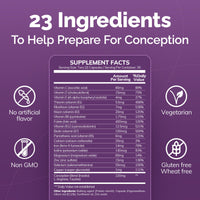 Thumbnail for CONCEIVE PLUS Women's Fertility Support: Conception Fertility Supplement for Her, Aids Hormonal Balance, Folic Acid, B1 B2 B3 B6 B12, Zinc, Biotin, Non-GMO, Vegan Prenatal Vitamin, 30 Days