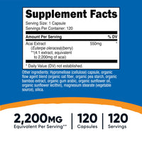 Thumbnail for Nutricost Acai Extract 2,200mg, 120 Vegetarian Capsules (Euterpe Oleracea) from 550mg of 4:1 Extract - Non-GMO, Gluten Free