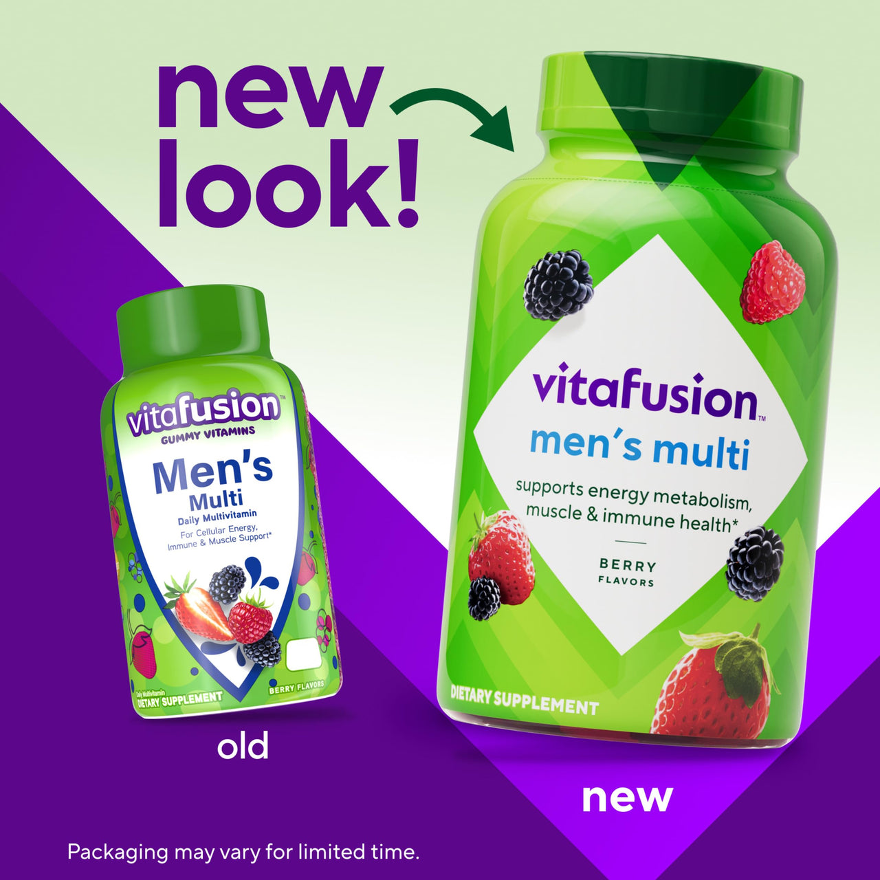 vitafusion Adult Gummy Vitamin Supplement for Men, Berry Flavored, A, C, D, E, B6, B12, Daily, 120 Count, 60 Day Supply