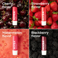 Thumbnail for NIVEA Lip Care, Fruity Tinted Lip Balm Variety Pack, Cherry, Strawberry, Blackberry and Watermelon Flavors, 3-in-1 Moisture, Repair and Color, 0.17 Oz Stick, Pack of 4