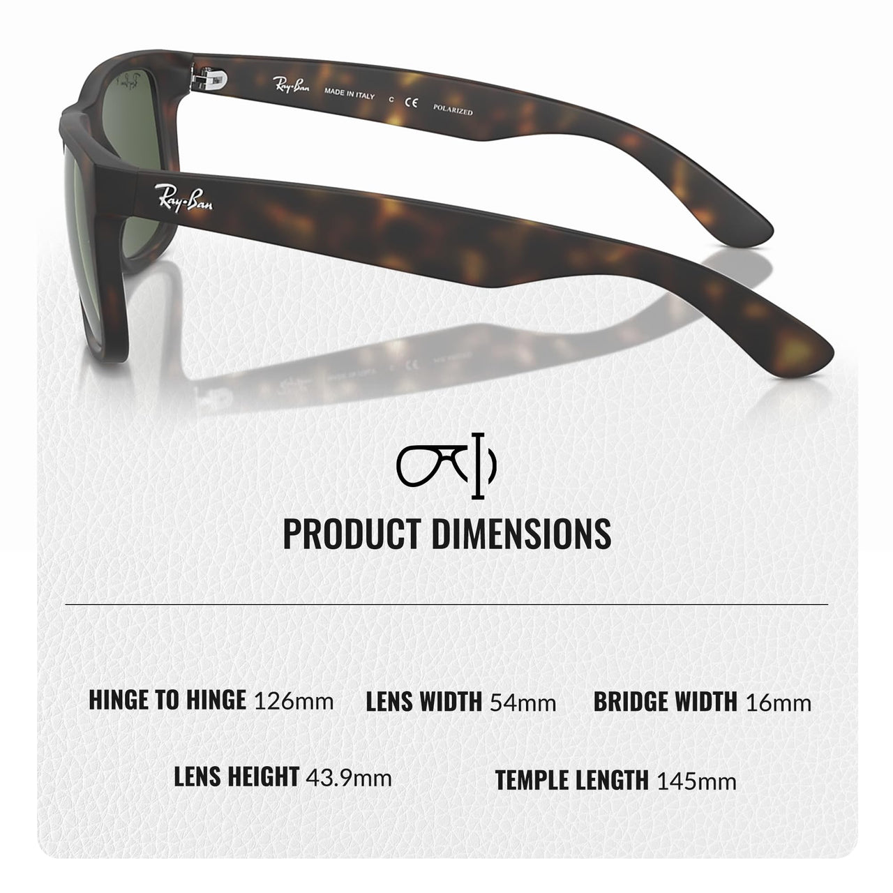 Ray-Ban RB4165 Justin Classic Polarized Square Shape Sunglasses for Men and Women- Timeless Classic Sun Glasses with Modern Elegance - Premium UV Protection - Designer Men's and Women's Sunglasses