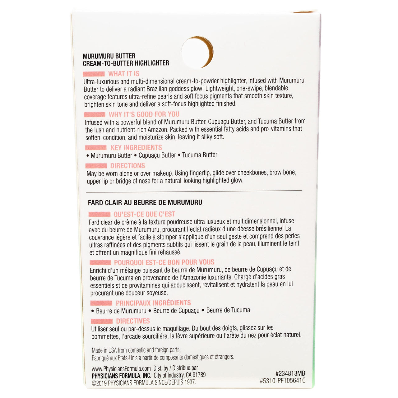 Physicians Formula Murumuru Butter HighlighterFace Powder Make Up , Rose Gold, Dermatologist Approved,