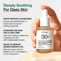Thumbnail for Anua Heartleaf 80 Soothing Ampoule, Hydration Facial Serum for Glass Skin, Panthenol, Hyaluronic Acid, Non-Greasy, Gentle Formula, Lightweight Essence, Vegan, Korean Skin Care, 30ml/1.01 fl.oz