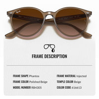 Thumbnail for Ray-Ban RB4305 Phantos Shaped Non-Polarized Sunglasses for Men & Women – Includes Official RAYBAN Eyewear Kit – Ideal Formal & Casual Wear Sunglasses – Brown Gradient Lens