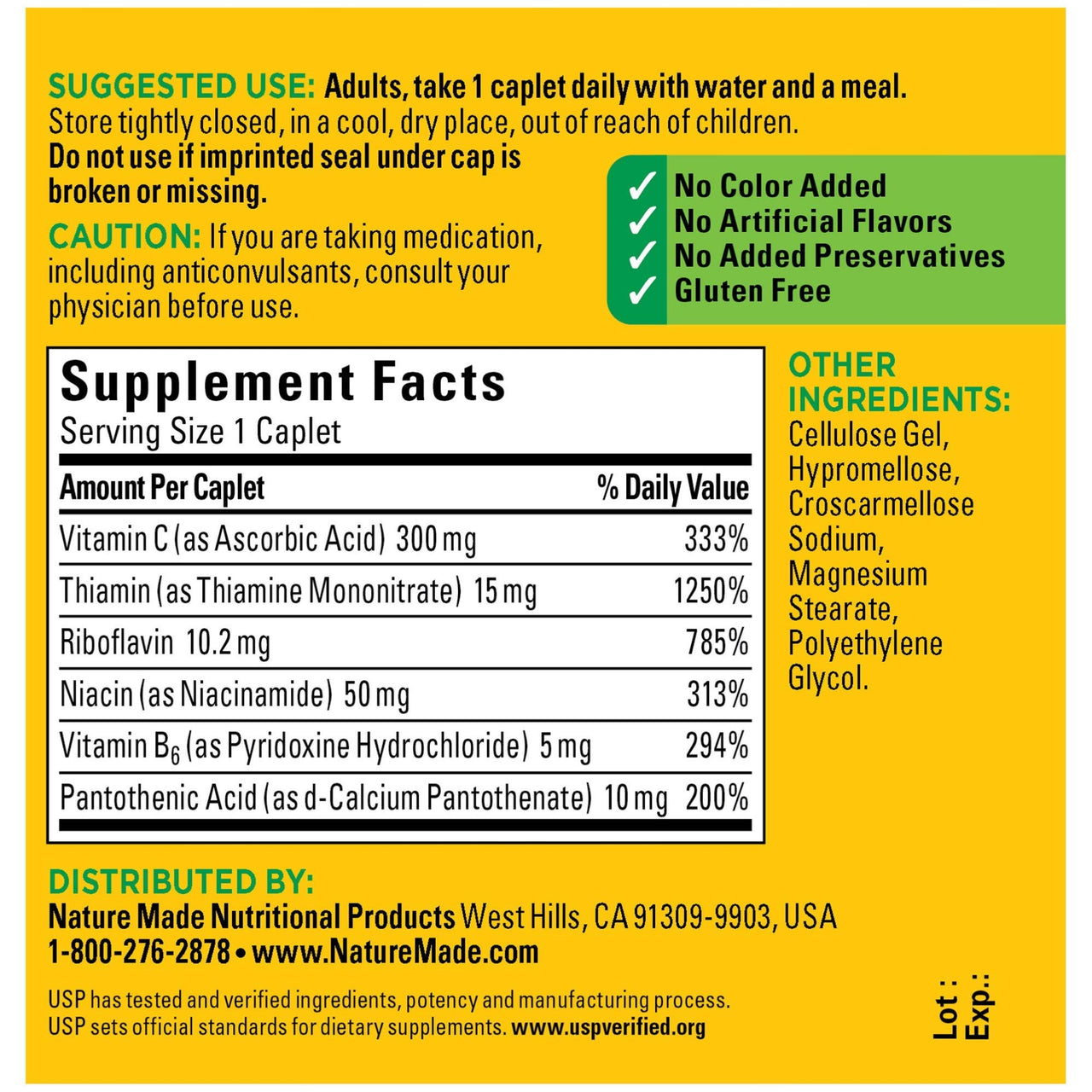 Nature Made B-Complex with Vitamin C Caplets, 100 Count