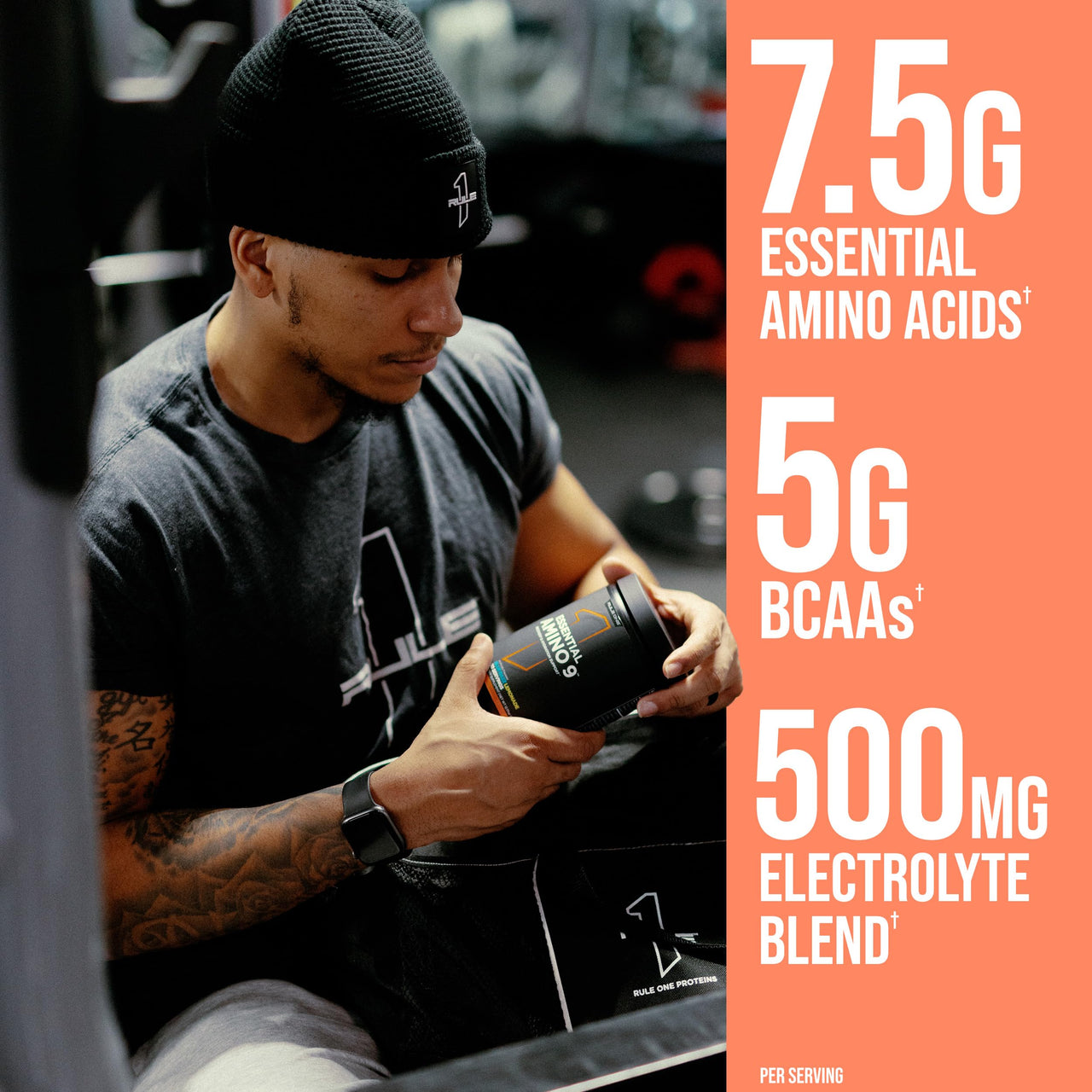 Rule 1 Proteins Essential Amino 9 – Recovery & Hydration Support with 7.5g of Essential Amino Acids + Electrolytes (30 Servings, Blue Razz Lemonade)