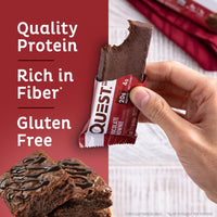 Thumbnail for Quest Nutrition Chocolate Brownie Protein Bar, 20g Protein, 1g Sugar, 4g Net Carb, Gluten Free, Gluten Free, 12 Count