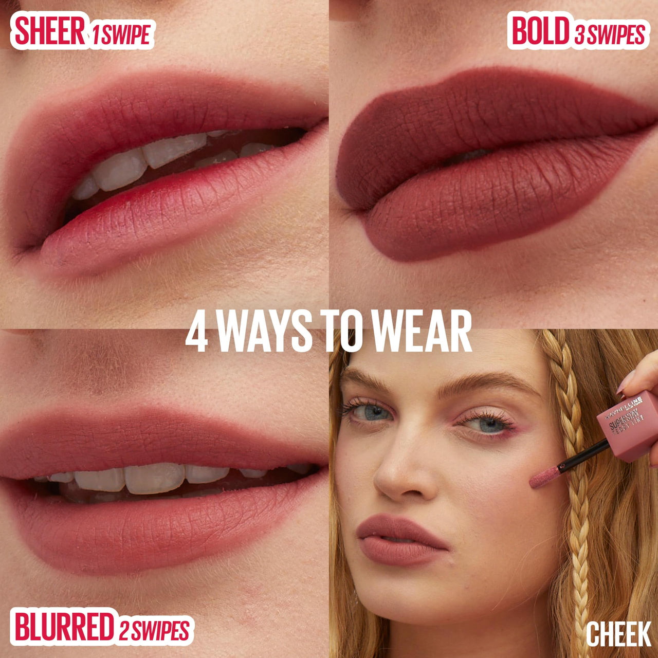 MAYBELLINE Super Stay Teddy Lip Tint, Long Lasting Matte Lipstick For Up To 12HR Wear, Wild At Heart, 1 Count
