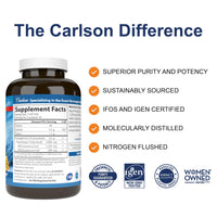 Thumbnail for Carlson - Maximum Omega 2000, 2000 mg Omega-3s, Healthy Heart, Brain Function & Vision Support, Lemon, 90 soft gels