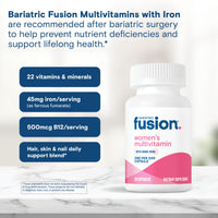 Thumbnail for Bariatric Fusion One Per Day Bariatric Multivitamin with Iron for Women | with Hair and Nails Vitamins Blend | Gastric Bypass and Sleeve Gastrectomy | 30 Capsules | 1 Month Supply