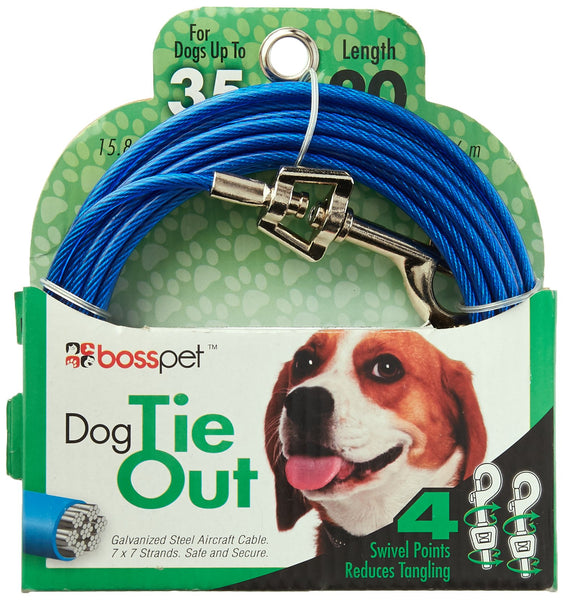 Warren Pet Products 20ft Tie-Out Cable for Medium to Large Dogs
