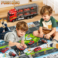 Thumbnail for XINNOVEL Carrier Truck Toddlers Toys for 3 4 5 6 7 Years Old Boys, Toy Truck Transport Car & Die-Cast Car and Play Mat, Fire Toys Birthday Gifts for Kids 3 4 5 6 7 8+ Years Old Boys Girls