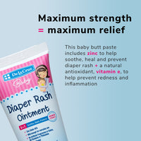 Thumbnail for De la Cruz Baby Diaper Rash Cream with Zinc Oxide - Maximum Strength Baby Healing Ointment to Help Soothe, Heal and Prevent Diaper Rash - 3.4 OZ