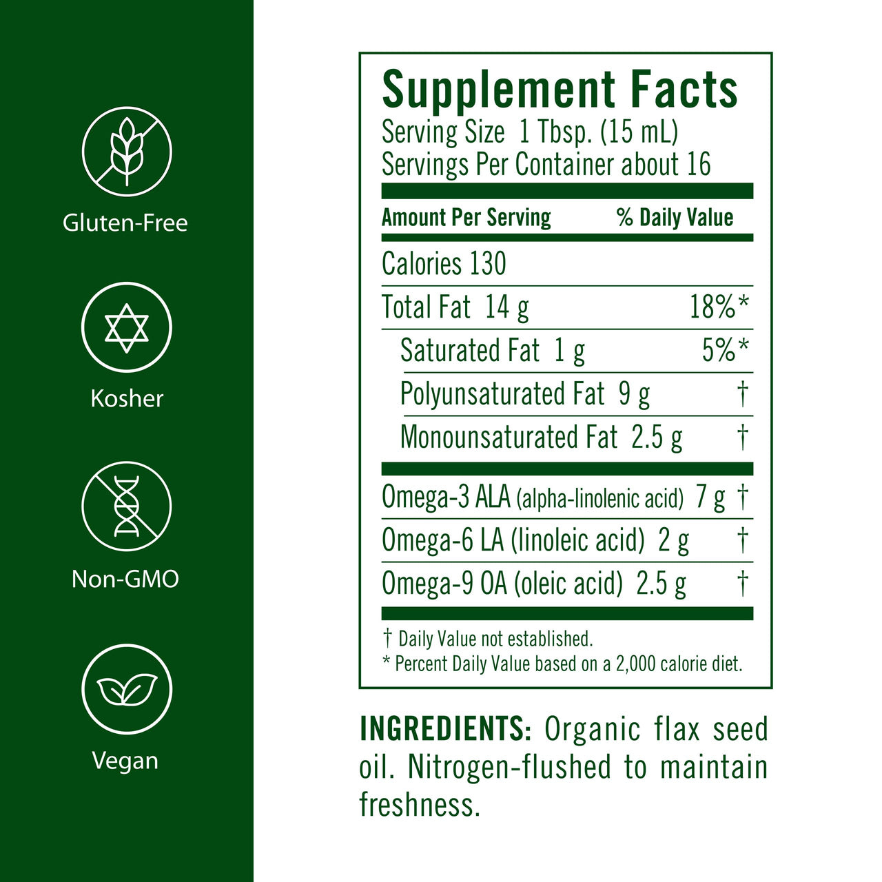 Flora Certified Organic Flax Seed Oil, Non-GMO, Cold Pressed & Unrefined Flaxseed Oil - 8.5 fl. oz. Amber Glass Bottle