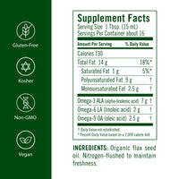 Thumbnail for Flora Certified Organic Flax Seed Oil, Non-GMO, Cold Pressed & Unrefined Flaxseed Oil - 8.5 fl. oz. Amber Glass Bottle