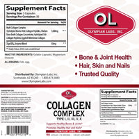 Thumbnail for Olympian Labs Multi Collagen Complex Type I, II, III, V, X, Hair, Nails, Joint, Gut Health, 90 Caps, 30-Day Supply