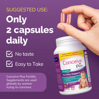 Thumbnail for CONCEIVE PLUS Women's Fertility Support: Conception Fertility Supplement for Her, Aids Hormonal Balance, Folic Acid, B1 B2 B3 B6 B12, Zinc, Biotin, Non-GMO, Vegan Prenatal Vitamin, 30 Days