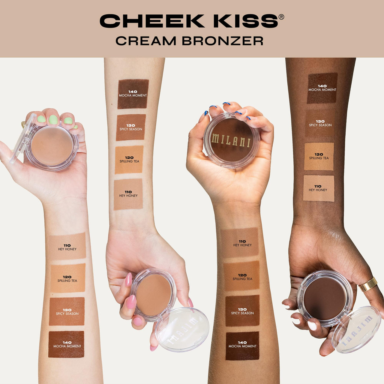 Milani Cheek Kiss Cream Bronzer, 130 - Spicy Season, Vegan & Cruelty-Free, Made in Korea, Lightweight Glow, Soft Matte Finish