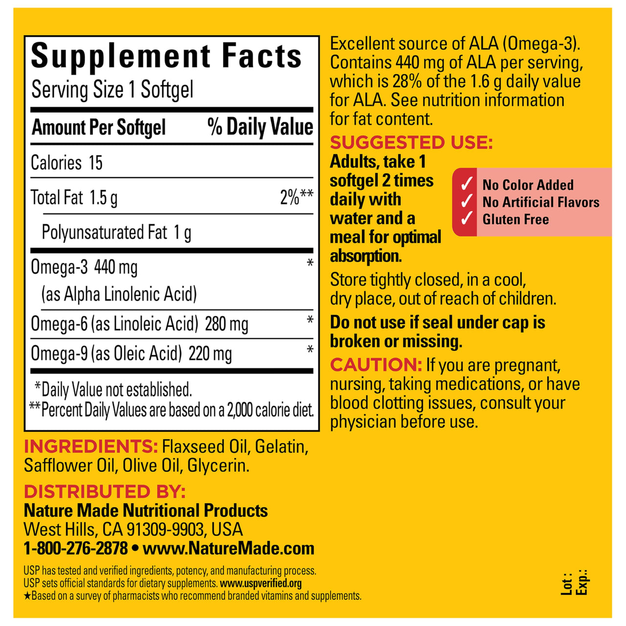 Nature Made Triple Omega 3 6 9 Supplements, Flaxseed, Safflower & Olive Oils, Fish Free Omega 3 Fatty Acid Supplement, 150 Softgels, 75 Day Supply