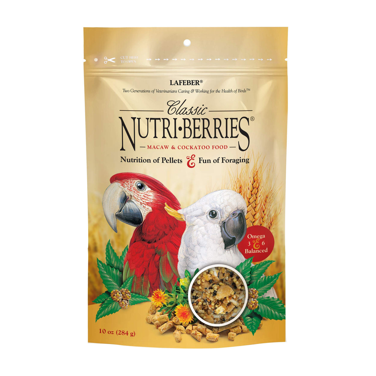 LAFEBER'S Classic Nutri-Berries Pet Bird Food, Made with Non-GMO and Human-Grade Ingredients, for Macaws and Cockatoos, 10 oz