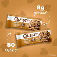 Thumbnail for Quest Nutrition Mini Chocolate Chip Cookie Dough Protein Bars, 8g Protein, 1g Sugar, 2g Net Carbs, Gluten Free, 14 Count