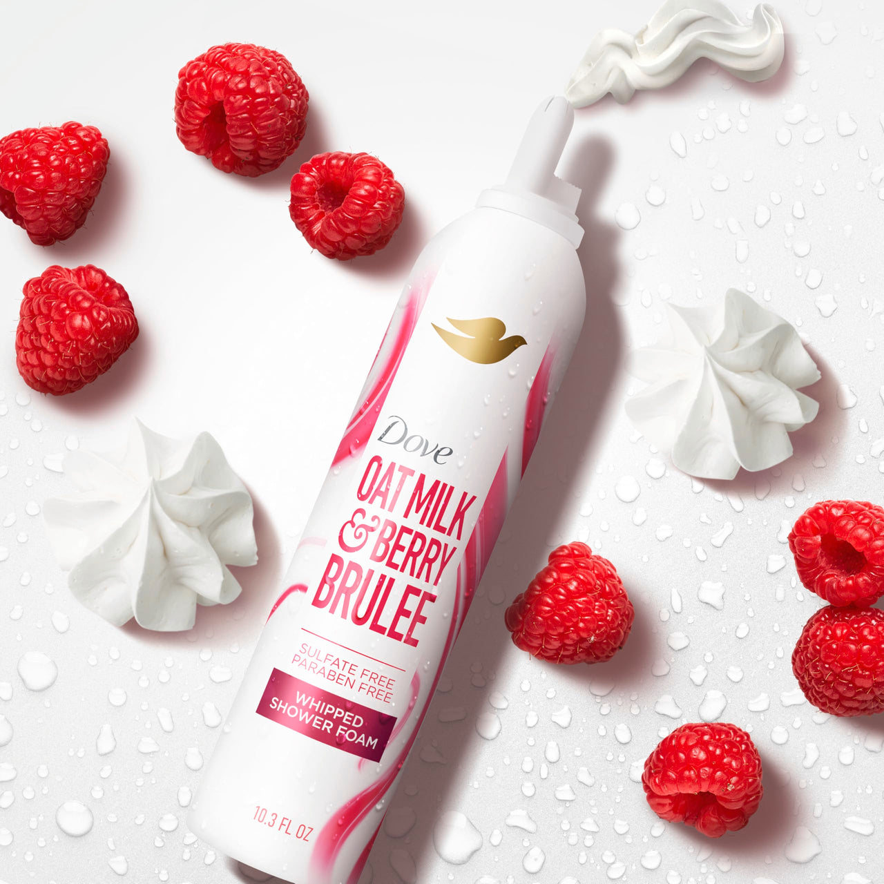 Dove Whipped Shower Foam Oat Milk & Berry Brulee For Women for Hydrated & Soft Skin 10.3 oz