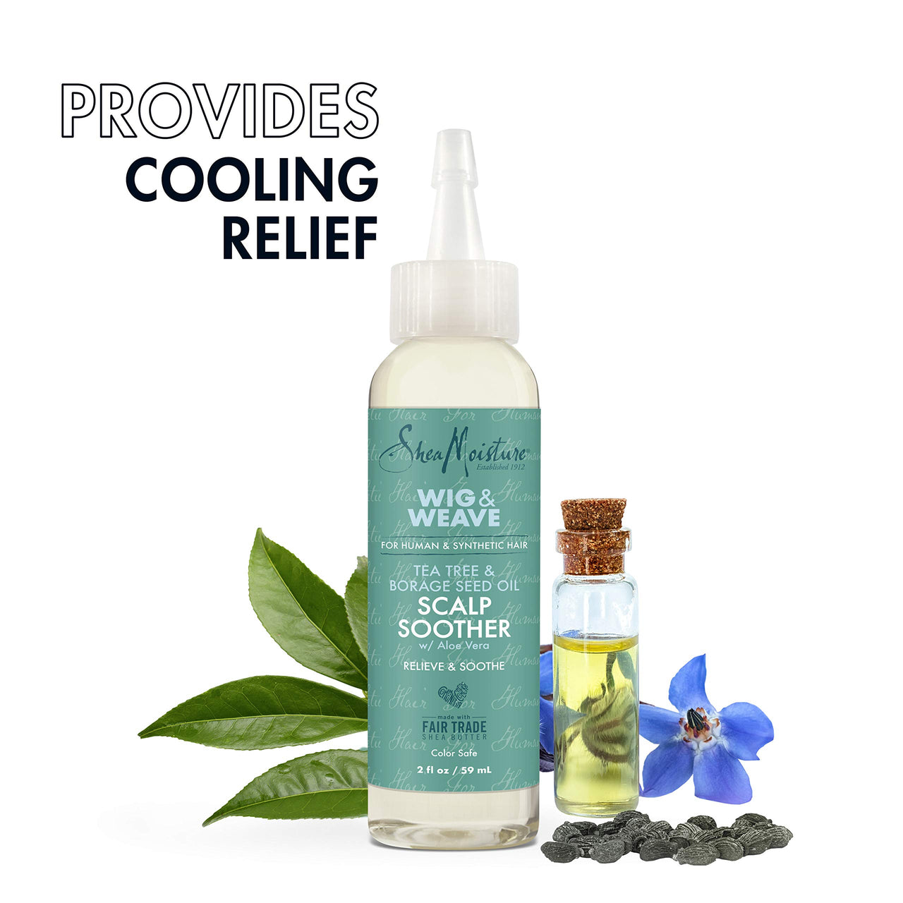 SheaMoisture Scalp Soother Oil Serum for Wig and Weave Tea Tree and Borage Seed Oil Paraben Free Scalp Treatment, 2 Ounce