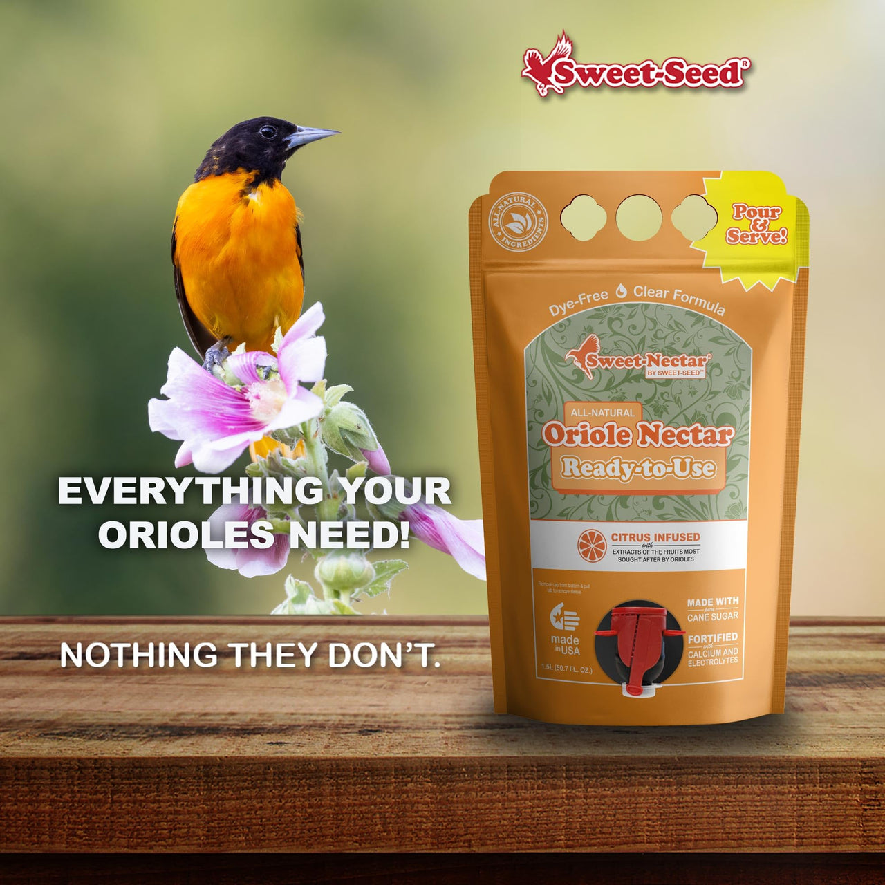 sweet-seed Oriole Nectar 1.5L (50.7 oz), Ready to Use - Extends The Life of Nectar for Oriole Feeders | Ultimate Oriole Food… (1)