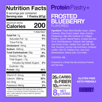 Thumbnail for Legendary Foods 22g Protein Pastry 0g Added Sugar, Low Carb, Gluten Conscious, Keto Snack, Ideal for Glucose Management, Includes Whey Protein Isolate, 8 Pack Frosted Blueberry
