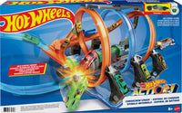 Thumbnail for Hot Wheels Track Set and Toy Car, Large-Scale Motorized Track with 3 Corkscrew Loops, 3 Crash Zones and Toy Storage (Amazon Exclusive)