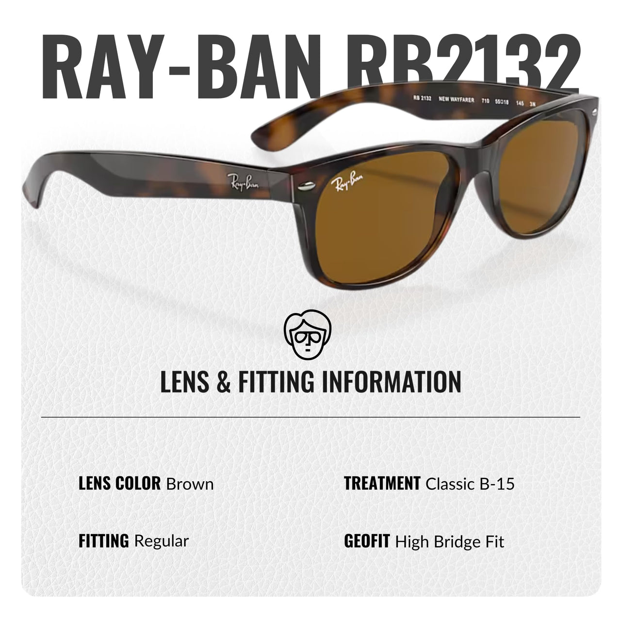 Ray-Ban RB2132 New Wayfarer Classic Square Shape Sunglasses for Men and Women- Timeless Classic Sun Glasses with Modern Elegance - Premium UV Protection - Designer Men's and Women's Sunglasses
