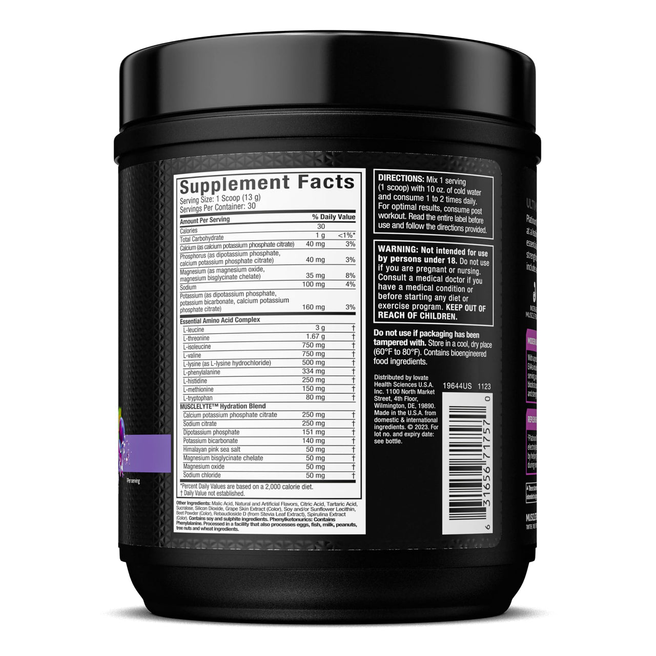 MuscleTech Platinum Essential Amino Acids Supplement with Electrolytes, Grape - Pre-Workout Powder for Energy, Muscle Growth & Strength Builder - EAA Complex for Men & Women - 30 Servings