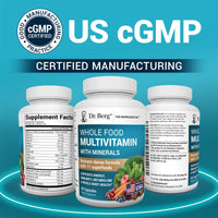 Thumbnail for Dr. Berg Whole Food Multivitamin with Minerals - Daily Multivitamin for Men and Women - Includes Premium Whole Food Fruits and Vegetable Blend with Folate, Alpha-lipoic Acid and More - 60 Capsules