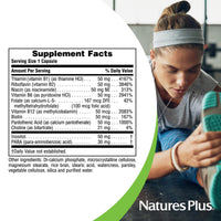 Thumbnail for NaturesPlus Super B-50 - High-Potency B Complex Vitamin with Choline, Inositol & PABA - Supports Energy, Recovery & Healthy Skin and Hair - Vegan, Gluten Free - 90 Capsules, 90 Servings
