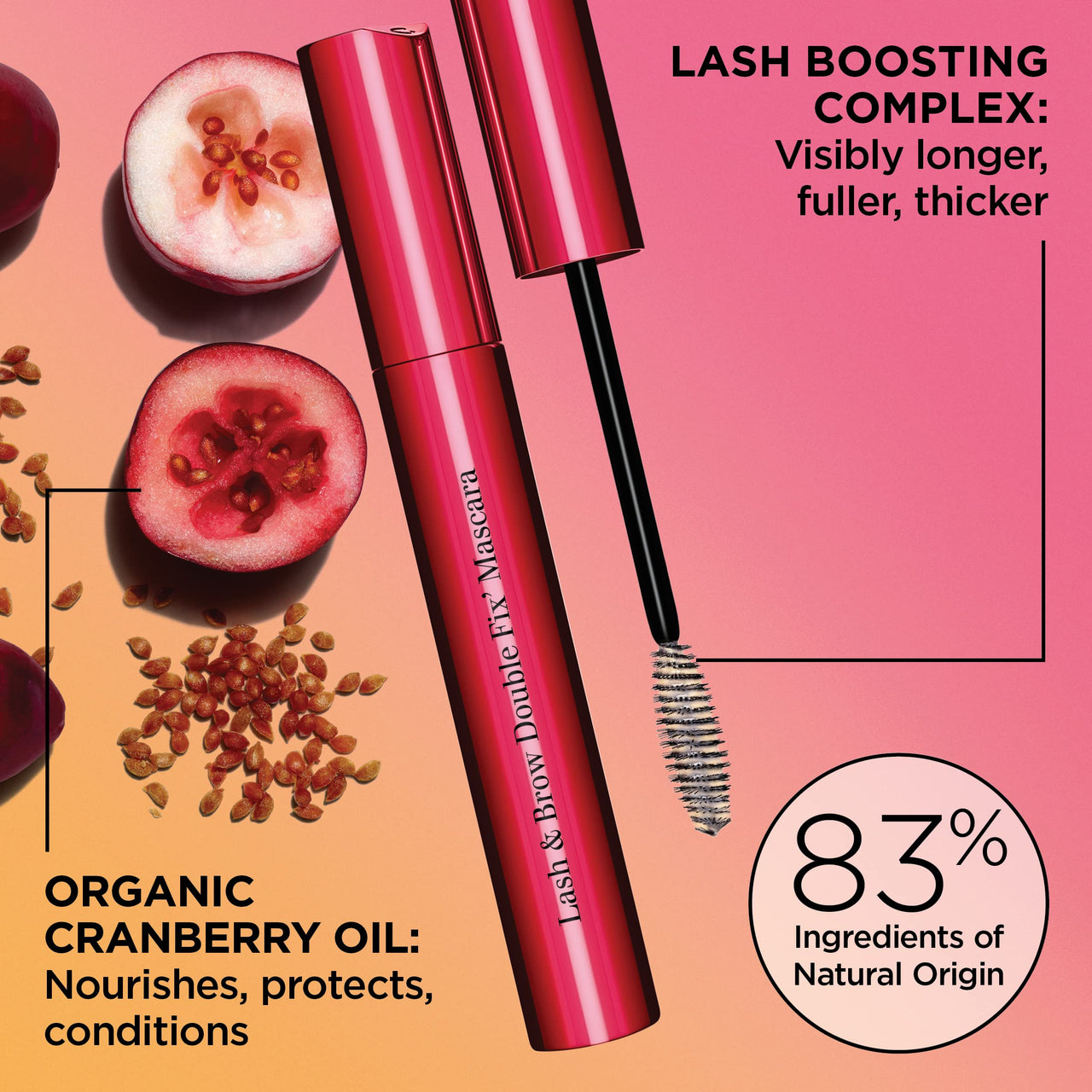Clarins Lash & Brow Double Fix Mascara | 2-In-1 Waterproof Lash & Brow Setting Mascara | 12 Hour Hold | Protects, Nourishes and Conditions | Waterproof, Sweatproof and Smudgeproof | 0.2 Oz