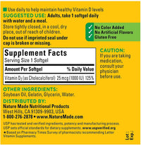 Thumbnail for Nature Made Vitamin D3 1000 IU Supplement Liquid Softgels, 100 Count, (Pack of, 2)
