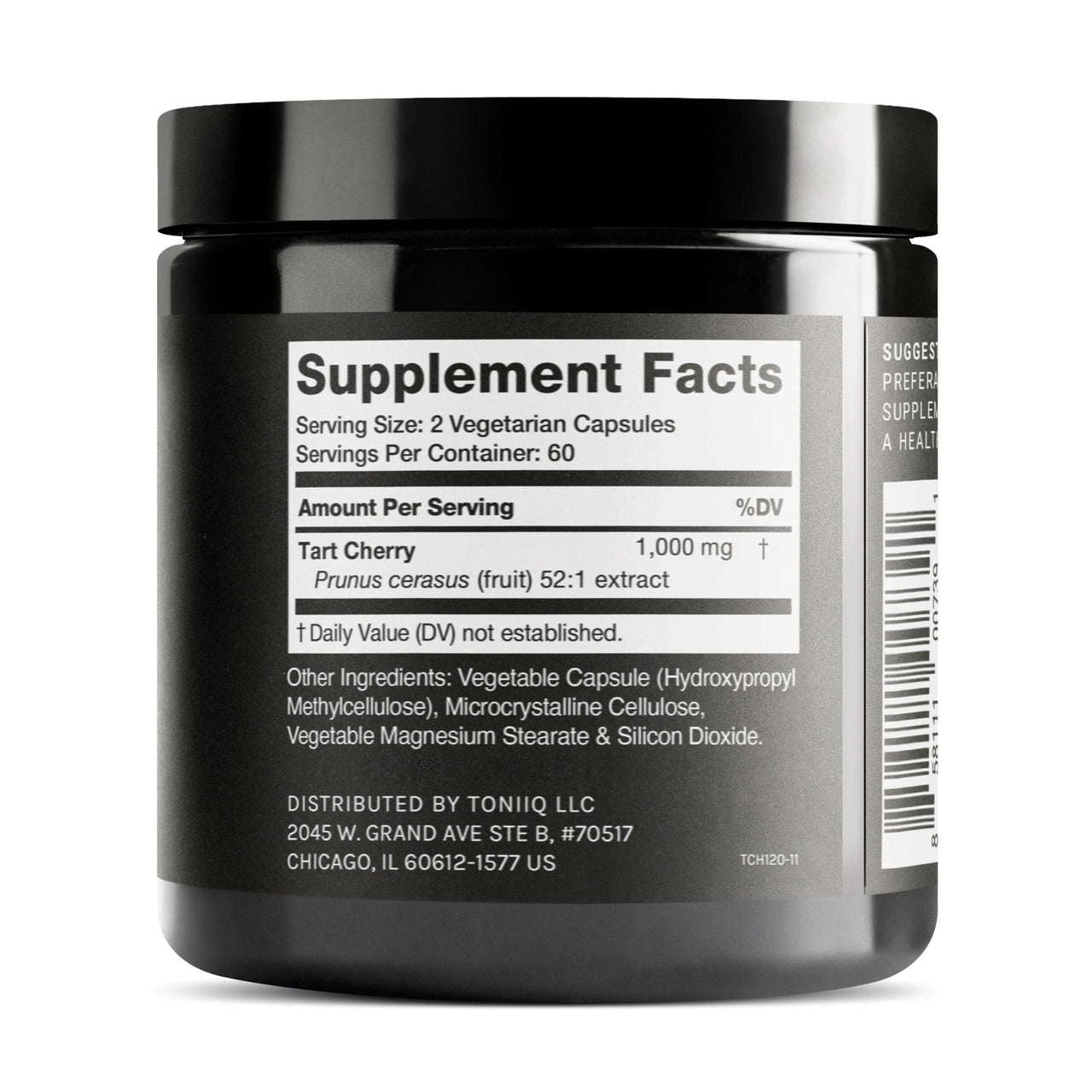 Toniiq Tart Cherry Capsules - Ultra High Potency 52:1 Extract - Highly Concentrated - Third-Party Lab Tested for Purity & Quality - 120 Capsules