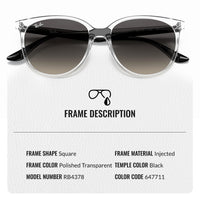 Thumbnail for Ray-Ban RB4378 Square Shape Sunglasses With Eyewear Kit Bundle - High Bridge Fit - Ideal Formal and Casual Wear Square Sunglasses