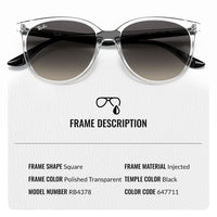 Thumbnail for Ray-Ban RB4378 Square Shaped Non-Polarized Sunglasses for Women – Includes Official RAYBAN Eyewear Kit – Ideal Formal & Casual Wear Sunglasses – Grey Gradient Lens