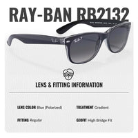 Thumbnail for Ray-Ban RB2132 NEW WAYFARER CLASSIC POLARIZED Square Shaped Sunglasses for Men & Women – Includes Official Rayban Eyewear Kit – Ideal Formal & Casual Wear Sunglasses – Blue Gradient Lens