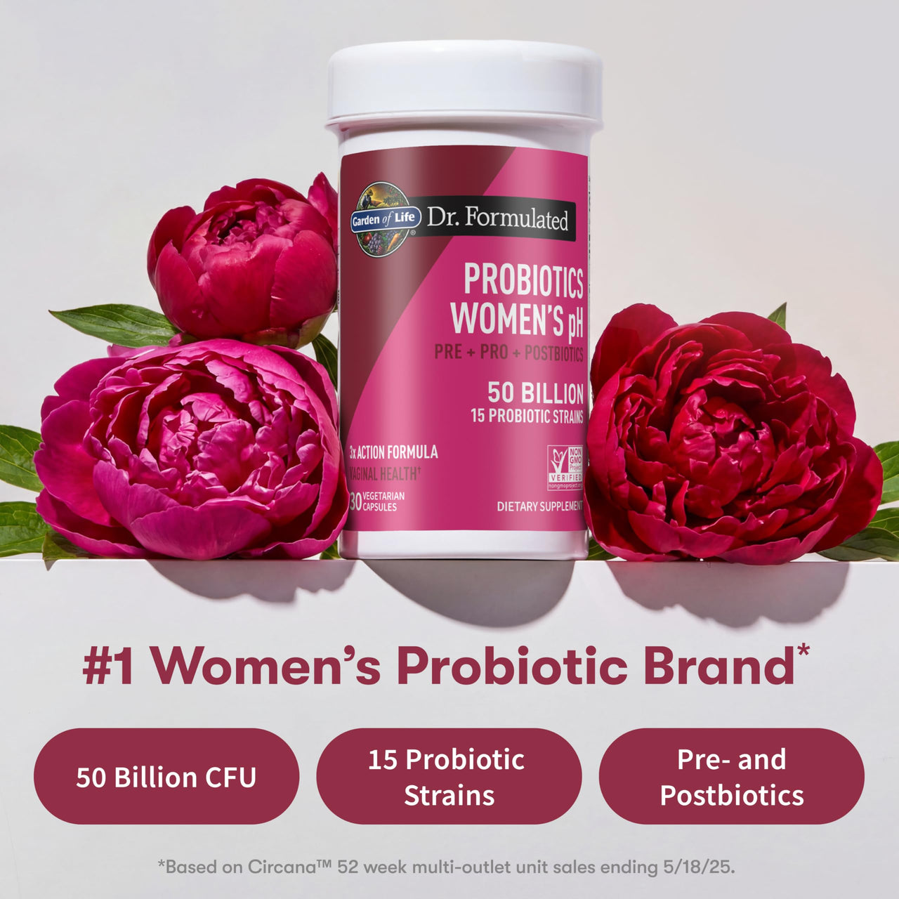 Garden of Life Dr Formulated Once Daily 3-in-1 Complete Prebiotics, Postbiotics & Probiotics for Women, PRE + PRO + POSTBIOTIC Supplement for Women’s Digestive, Immune & Vaginal Health, 30 Day Supply