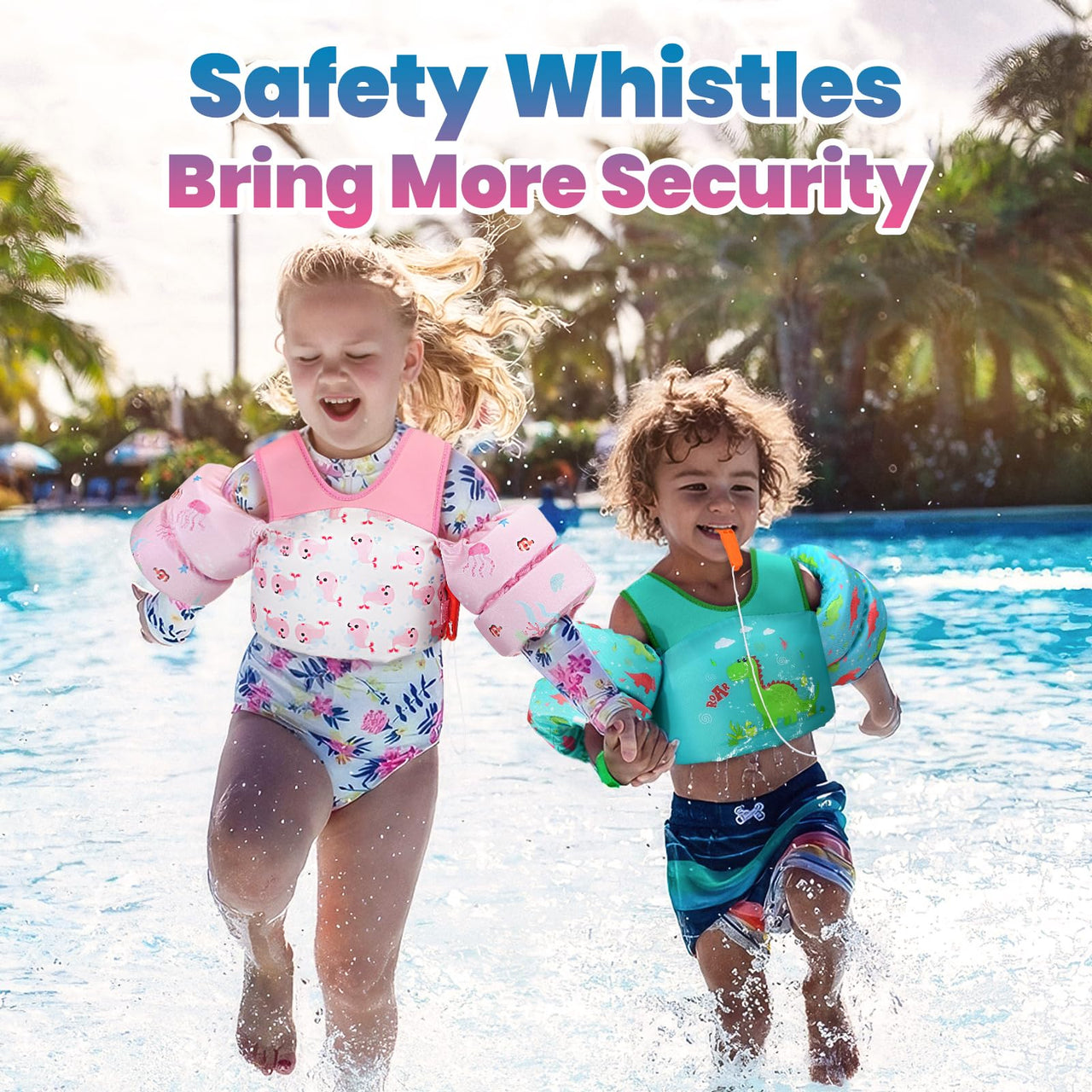 HeySplash Swim Vest for Kids, Toddler Pool Floaties Fit 31-66 Lbs, Children Swimming Vest with Adjustable Strap, Swim Jacket Water Wing Arm Float, Puddle Beach Boat Jumper Boy Girl Age 2-7,Dinosaur