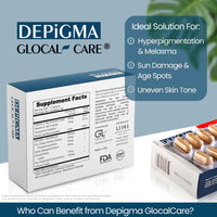 Thumbnail for GlocalCare Depigma Support Reduction of Hyperpigmentation, Melasma & Dark Spots with Glutathione, Polypodium Leucotomos, Grape Seed & Marigold Extract