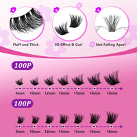 Thumbnail for C Curl Lash Clusters Extensions 280 Pcs Individual Eye lash Clusters 100D Cluster Eyelash Lashes Wispy Clusters Lashes Makeup at Home - DIY Lash Extension Kit for Self Application (9-18MM) Mix
